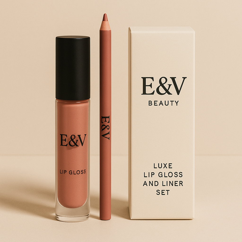 E&V Luxe Lip Gloss & Liner Set — Neutral Pink